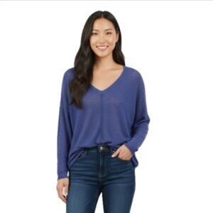 Women’s Talbots Pullover Sweater Sz Small Navy Lightweight V-Neck 3/4 Sleeve